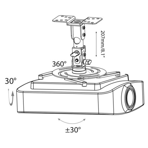Кронштейн для проектора Cactus CS-VM-PR04-AL серебристый макс.22кг потолочный поворот и наклон