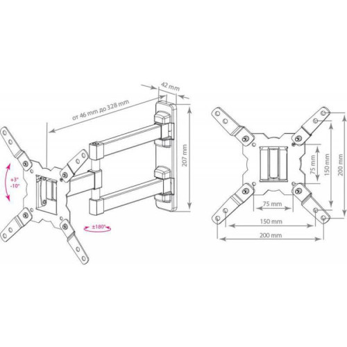 Кронштейн для телевизора Kromax GALACTIC-12 черный 15