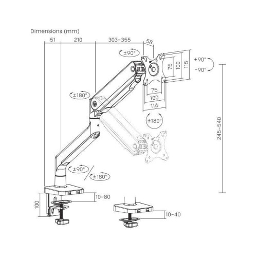 Кронштейн для мониторов Ultramounts UM730 черный 17