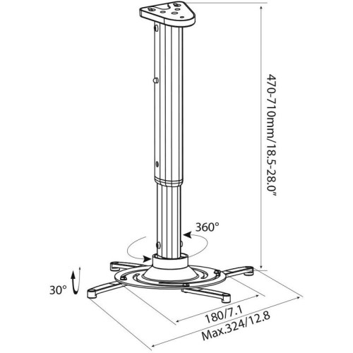 Кронштейн для проектора Cactus CS-VM-PR05L-AL серебристый макс.10кг потолочный поворот и наклон