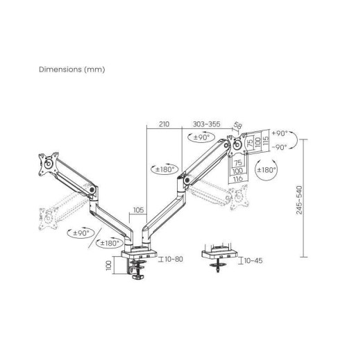 Кронштейн для мониторов Ultramounts UM731 черный 17