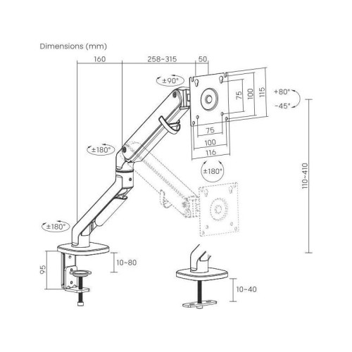 Кронштейн для мониторов Ultramounts UM734SIL серый/серебристый 17