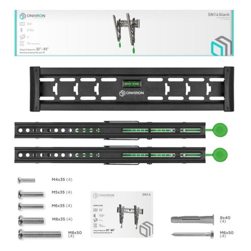 Кронштейн ONKRON/ 32-65'' макс 400*400 наклон 12º от стены: 35-145мм, макс вес 36,4кг, встр уровень