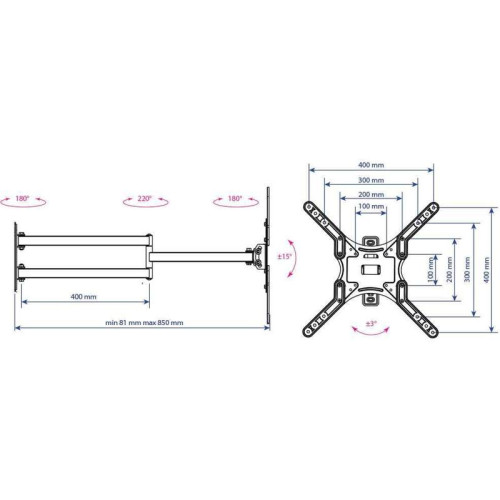 Кронштейн для телевизора Kromax DIX-25 черный 24