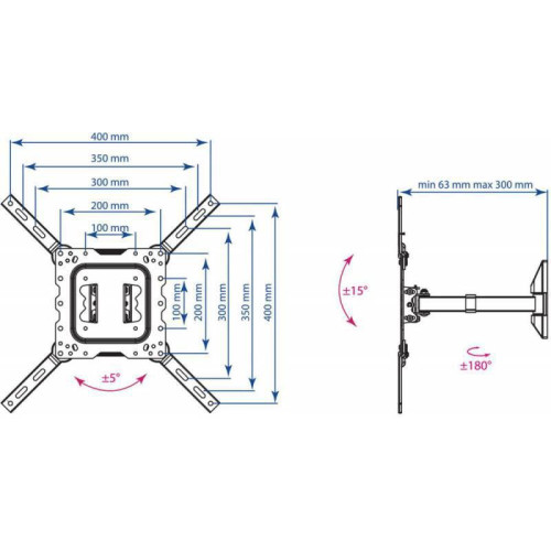 Кронштейн для телевизора Kromax DIX-17 черный 22