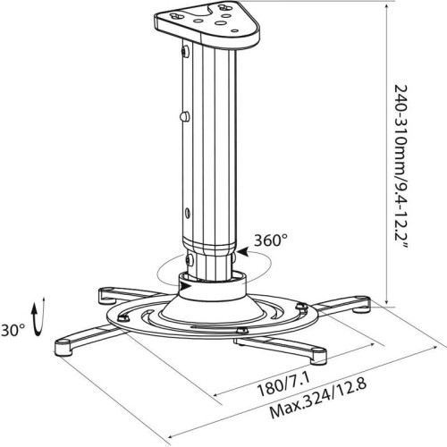 Кронштейн для проектора Cactus CS-VM-PR05M-AL серебристый макс.24кг потолочный поворот и наклон