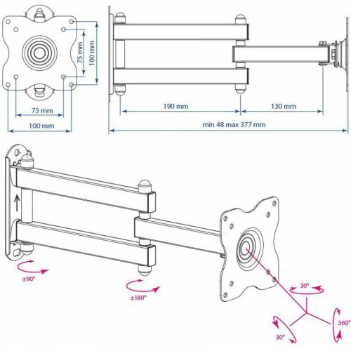 Кронштейн для телевизора Kromax DIX-15 черный 15