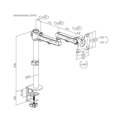 Кронштейн для мониторов Ultramounts UM736 черный 17