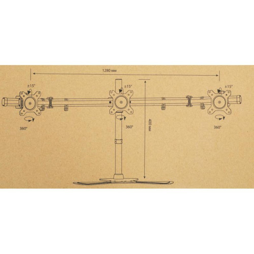 Кронштейн для мониторов Cactus CS-VM-MP330S-BK черный 15