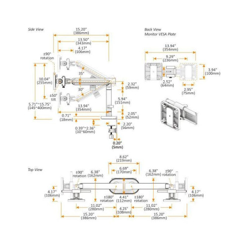 Кронштейн для мониторов Ultramounts UM727W белый 17