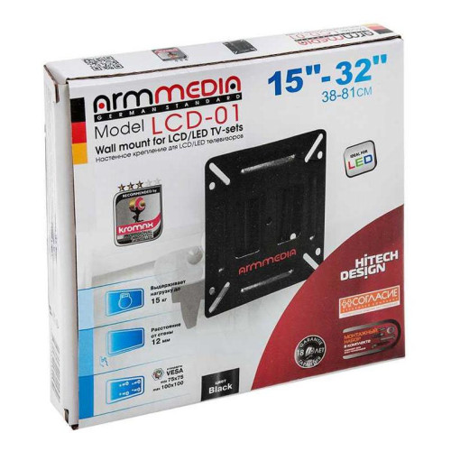 Кронштейн для телевизора Arm Media LCD-01 черный 15