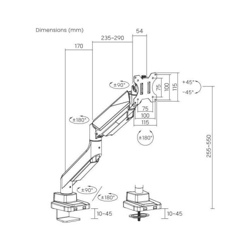 Кронштейн для мониторов Ultramounts UM717 серебристый 17