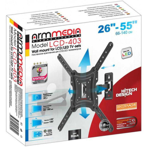 Кронштейн для телевизора Arm Media LCD-403 new черный 26