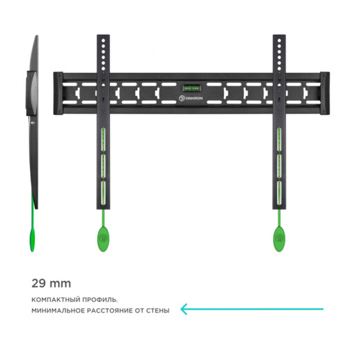 Кронштейн ONKRON/ 43-85'' макс 400*600 наклон 0º от стены: 29мм макс вес 68,2кг, встр уровень