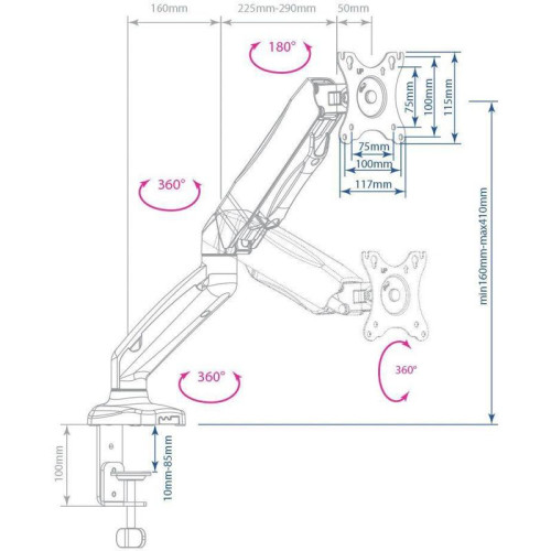 Кронштейн для мониторов Arm Media LCD-T21w белый 15