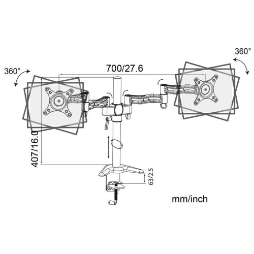 Кронштейн для мониторов Cactus CS-VM-D08-AL серебристый 13