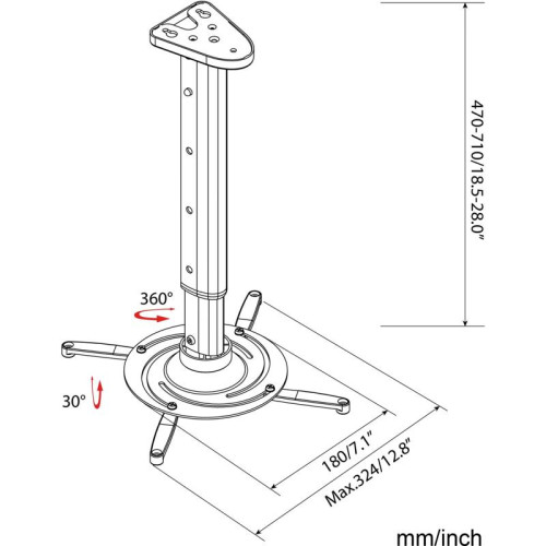 Кронштейн для проектора Cactus CS-VM-PR05L-BK черный макс.10кг потолочный поворот и наклон