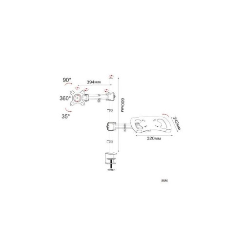 Кронштейн для монитора/ноутбука Cactus CS-VM-LH07-AL серебряный 13