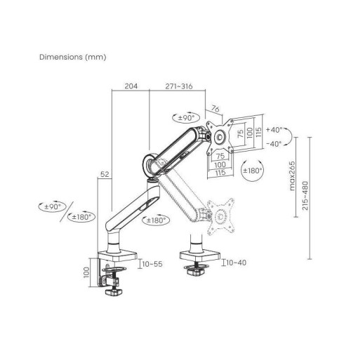 Кронштейн для мониторов Ultramounts UM719B черный 17