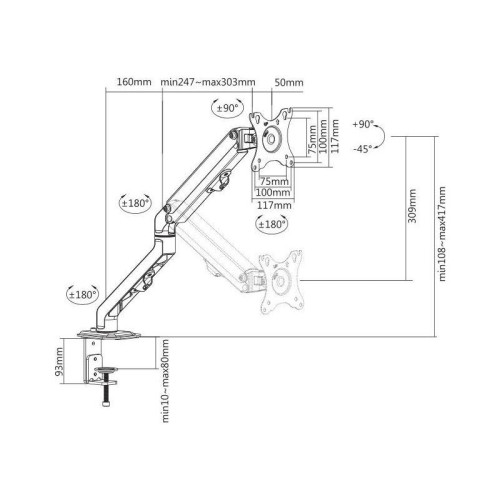 Кронштейн для мониторов Ultramounts UM728 черный 17