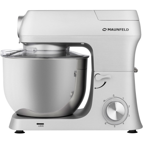 Кухонный комбайн MAUNFELD/ Кухонный комбайн MAUNFELD MF-421S PRO, мощность 1500 Вт, 6 скоростей, объем чаши блендера 1,5 л, объем чаши миксера 6,2 л, импульсный режим, мясорубка, блендер, планетарное движение насадок, овощерезка, цвет нержавеющая сталь