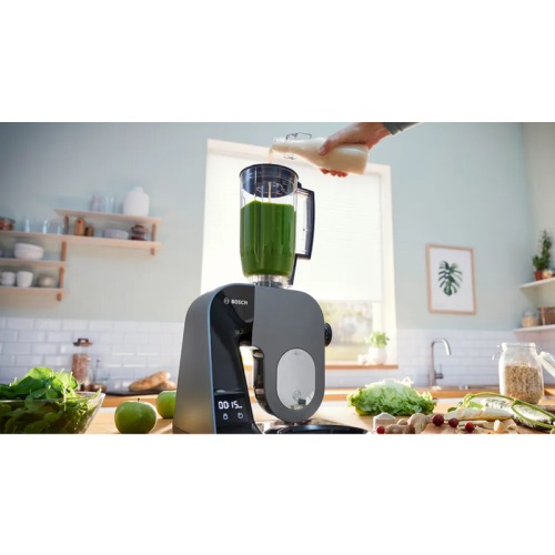 Кухонный комбайн Bosch/ Кухонный комбайн Bosch, мощность 1000 Вт, плавный пуск, 7 скоростей, импульсный режим,  объем чаши 3.9 л, планетарное вращение, встроенные весы, встроенный таймер, крюк для теста, венчик для взбивания, венчик для замешивания, насад