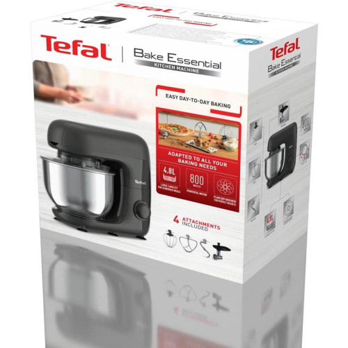 Кухонная машина Tefal Bake Essential QB161H38 планетар.вращ. 800Вт черный/серебристый