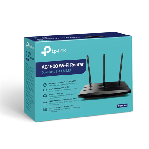 Маршрутизатор/ AC1900 Dual Band Wireless Gigabit Router, 600Mbps at 2.4G and 1300Mbps at 5G, 3 external antennas, support MU-MIMO, Beamforming, Airtime Fairness, support Router & AP mode