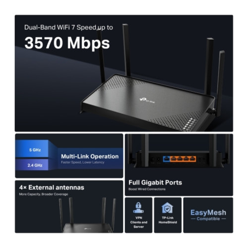 Роутер беспроводной TP-Link Archer BE220 BE3600 10/100/1000BASE-TX черный Роутер беспроводной TP-Link Archer BE220 BE3600 10/100/1000BASE-TX черный