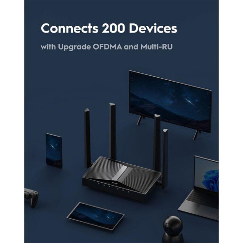 Маршрутизатор/ BE3600 Gigabit Dual Band Wi-Fi 7 Mesh Router, Chipset Broadcom, 802.11be/ax/ac/a/b/g/n, 2882Mbps at 5GHz + 688Mbps at 2.4GHz, 5 x 10/100/1000Mbps Ports, 4 x 5dBi fixed antennas, WiFi router/AP/ Repeater/WISP Mode, PPTP/L2TP/OpenVPN/WireGuar