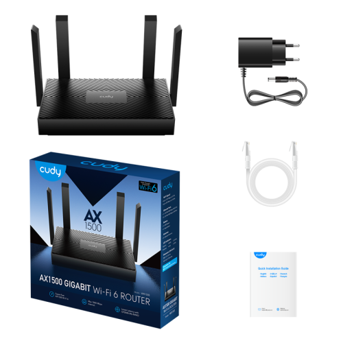 Маршрутизатор/ AX1500 Gigabit Dual Band Wi-Fi 6 Router, Chipset Realtek, 802.11ax/ac/a/b/g/n, 1201Mbps at 5GHz +300Mbps at 2.4GHz, 4 x 10/100/1000Mbps Ports, WPA3, 4 x 5dBi fixed antennas