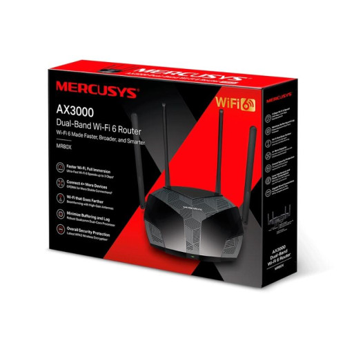 Маршрутизатор/ AX3000 Dual-Band Wi-Fi 6 Router, 574 Mbps at 2.4 GHz + 2402 Mbps at 5 GHz, 4x Fixed External Antennas, 3x Gigabit LAN Ports, 1x Gigabit WAN Port