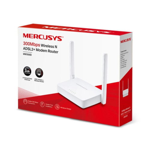 Маршрутизатор/ N300 Wi-Fi ADSL Annex A router, 1 RJ-11 port, 3 100 Mbit/s LAN ports, 2 external antennas