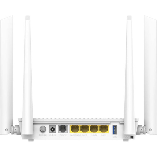 Маршрутизатор/ V2.0, AX3000 Wi-Fi 6 Dual Band Gigabit xPON Router, Realtek chipset, GPON/EPON,  2402Mbps at 5GHz + 576Mbps at 2.4GHz, 802.11ax/ac/a/b/g/n, 1 PON Port, 4 Gigabit RJ45 port, 1 RJ11 Port, Power ON/OFF Button,WPS Button,WiFi Button, Reset butt
