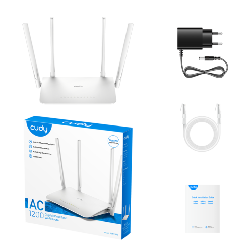 Маршрутизатор/ AC1200 Gigabit Dual Band Wi-Fi Mesh Router, Chipset MediaTek, 5 x10/100/1000Mbps RJ45 Ports, 4 x 5dBi fixed antennas,  WiFi router/AP/ Repeater/WISP Mode, 802.11ac/a/b/g/n, 867Mbps at 5GHz + 300Mbps at 2.4GHz, Zerotier/Wireguard/OpenVPN/IPS