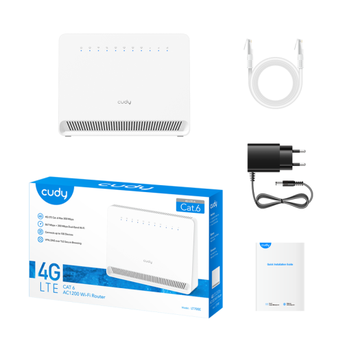 Маршрутизатор/ AC1200 Wi-Fi 4G LTE Cat 6 Gigabit Router, 4 10/100/1000M RJ45 Ports, Nano SIM Slot, Quectel module inside,build-in 4G LTE modem, 300Mbps at 2.4GHz + 867Mbps at 5GHz, Internal Antennas, PPTP/L2TP/OpenVPN/WireGuard VPN, DNS over Cloudflare/ Маршрутизатор/ AC1200 Wi-Fi 4G LTE Cat 6 Gigabit Router, 4 10/100/1000M RJ45 Ports, Nano SIM Slot, Quectel module inside,build-in 4G LTE modem, 300Mbps at 2.4GHz + 867Mbps at 5GHz, Internal Antennas, PPTP/L2TP/OpenVPN/WireGuard VPN, DNS over Cloudflare/