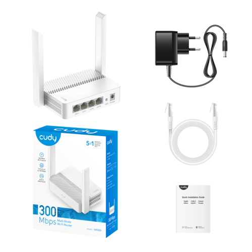 Маршрутизатор/ N300 Wi-Fi Router, Chipset MediaTek, 802.11b/g/n,300Mbps at 2.4GHz, 4x 10/100Mbps Ports, 2x 5dBi fixed antennas, WiFi router/AP/ Repeater/WISP Mode, Guest network, WPS, DDNS, VPN Client, IPv6