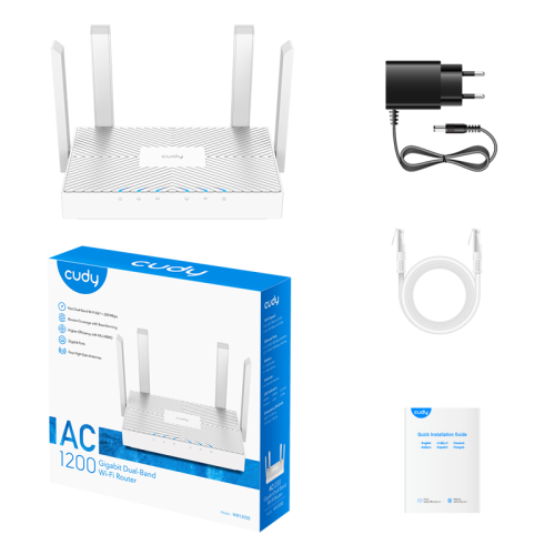 Маршрутизатор/ AC1200 Gigabit Dual Band Wi-Fi Router, Chipset MediaTek, 3x 10/100/1000Mbps RJ45 Ports, 4 x 5dBi fixed antennas,  WiFi router/AP/ Repeater/WISP Mode, 802.11ac/a/b/g/n, 867Mbps at 5GHz + 300Mbps at 2.4GHz, Zerotier/Wireguard/OpenVPN/IPSec/L2