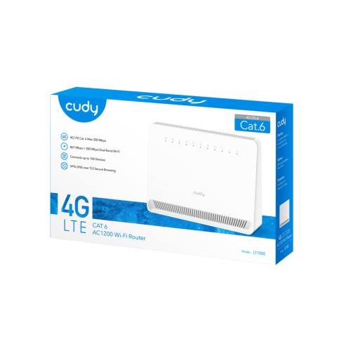Маршрутизатор/ AC1200 Wi-Fi 4G LTE Cat 6 Gigabit Router, 4 10/100/1000M RJ45 Ports, Nano SIM Slot, Quectel module inside,build-in 4G LTE modem, 300Mbps at 2.4GHz + 867Mbps at 5GHz, Internal Antennas, PPTP/L2TP/OpenVPN/WireGuard VPN, DNS over Cloudflare/ Маршрутизатор/ AC1200 Wi-Fi 4G LTE Cat 6 Gigabit Router, 4 10/100/1000M RJ45 Ports, Nano SIM Slot, Quectel module inside,build-in 4G LTE modem, 300Mbps at 2.4GHz + 867Mbps at 5GHz, Internal Antennas, PPTP/L2TP/OpenVPN/WireGuard VPN, DNS over Cloudflare/