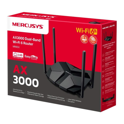 Роутер беспроводной Mercusys MR85X AX3000 10/100/1000/2500BASE-T черный