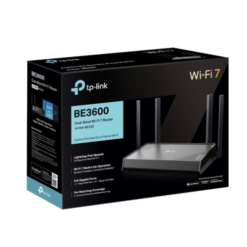 Роутер беспроводной TP-Link Archer BE220 BE3600 10/100/1000BASE-TX черный Роутер беспроводной TP-Link Archer BE220 BE3600 10/100/1000BASE-TX черный