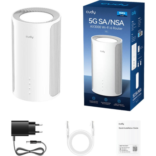 Маршрутизатор/ V2.0, 5G SA/NSA AX3000 Wi-Fi 6 Router, 574 Mbps at 2.4 GHz + 2402 Mbps at 5 GHz, 5G Rel. 15 with Max 2.6 Gbps DL, 128MB Flash, 256MB DDR,  2 x GbE ports, 1 x RJ11 VoLTE (Optional), 2 x SMA Interface, Nano SIM Slot, 4 Internal Antennas, 5G S