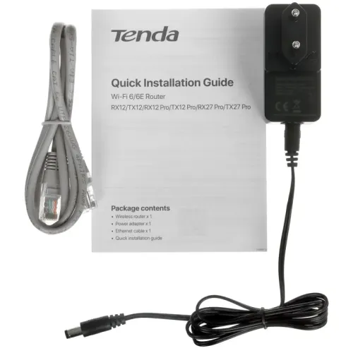 Маршрутизатор/ Tenda TX12 Двухдиапазонный гигабитный Wi-Fi 6 роутер AX3000, до 574 Мбит/с на 2,4 ГГц + до 2402 Мбит/с на 5 ГГц, LAN 2x1Гбит/с, WAN 1x1Гбит/с, 4 антенны