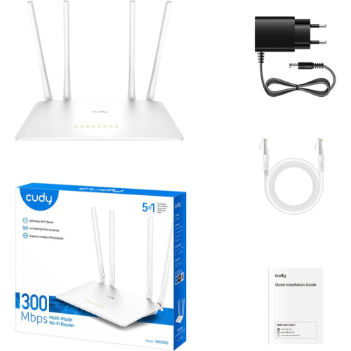 Роутер беспроводной Cudy WR300S N300 10/100BASE-TX Роутер беспроводной Cudy WR300S N300 10/100BASE-TX