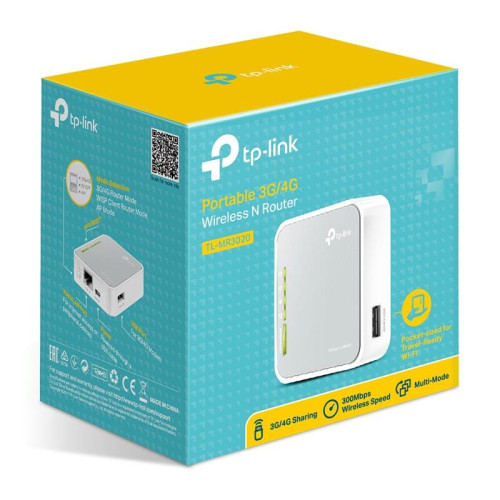 Роутер беспроводной TP-Link TL-MR3020 N300 10/100BASE-TX/4G ready белый Роутер беспроводной TP-Link TL-MR3020 N300 10/100BASE-TX/4G ready белый