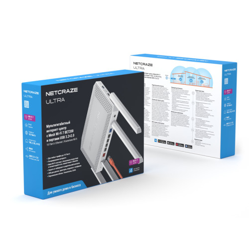 Маршрутизатор/ Netcraze Ultra Мультигигабитный интернет-центр с Mesh Wi-Fi 7 BE7200, Smart-коммутатором 1?10G, 1?2.5G и 4?1G, многофункциональными портами USB 3.2 и 2.0