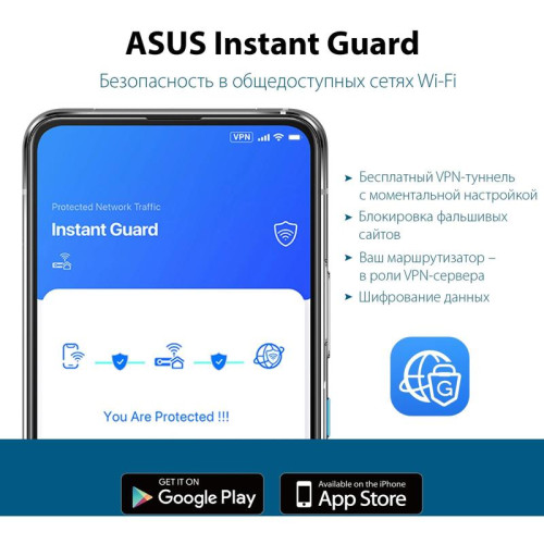 Роутер беспроводной Asus TUF-AX4200 AX4200 10/100/1000/2500BASE-TX/4G ready черный