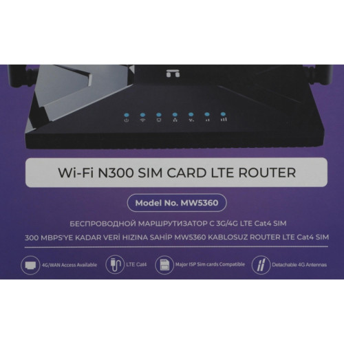 Роутер беспроводной Netis MW5360 N300 10/100BASE-TX/4G cat.4 черный