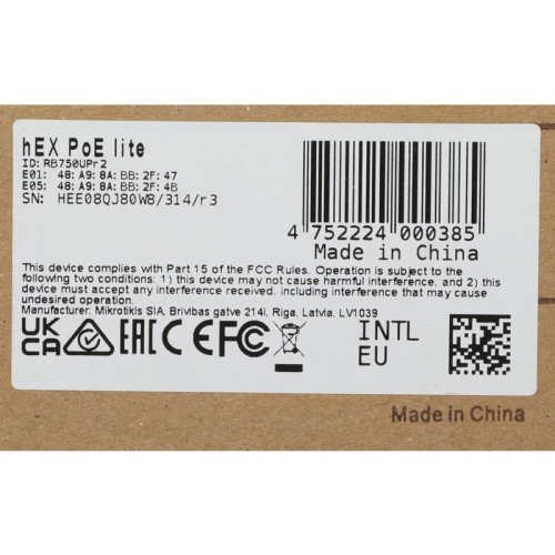 Роутер MikroTik hEX PoE lite (RB750UPR2) 10/100BASE-TX белый