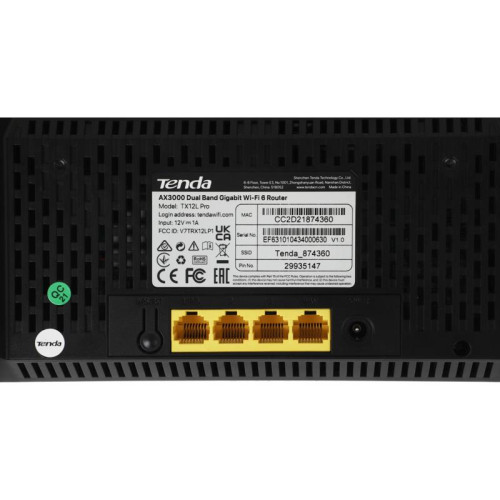 Роутер беспроводной Tenda TX12L Pro AX3000 10/100/1000BASE-TX черный